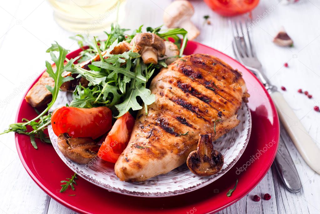 Fresh salad with chicken breast