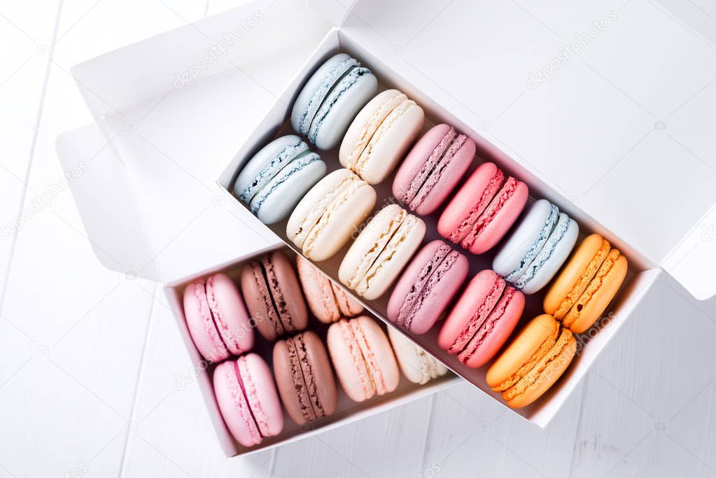 Colorful macaroons. Sweet macarons.