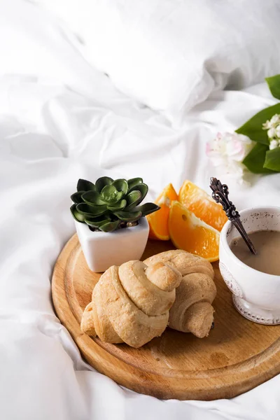 Breakfast in bed Morning — Stock Photo, Image