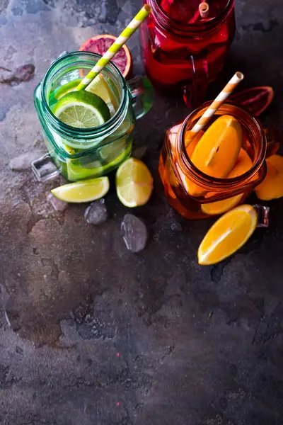 Three mason jar glasses — Stock Photo, Image