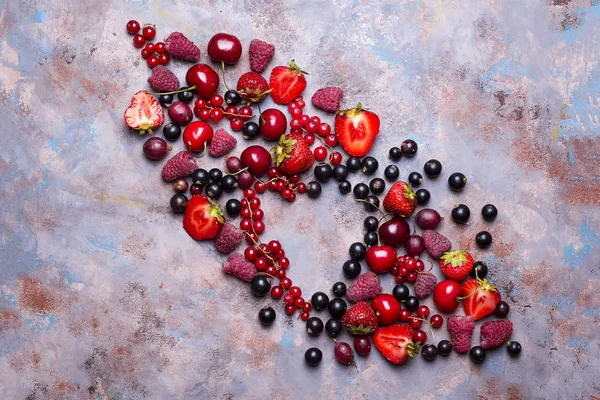 Various fresh summer berries. Top view — Stock Photo, Image