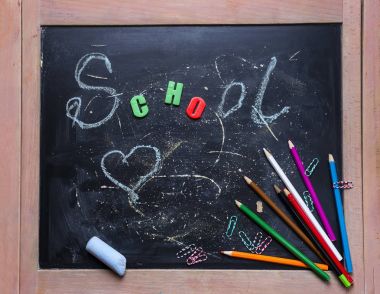 elma ve yazı tahtası.