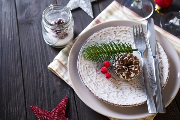 Tisch zum Weihnachtsessen — Stockfoto