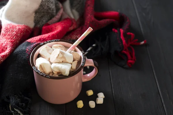 Smalt šálek horkého kakaa s marshmallows — Stock fotografie