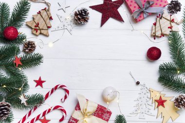 Şeker ve oyuncaklar ile Noel çerçeve