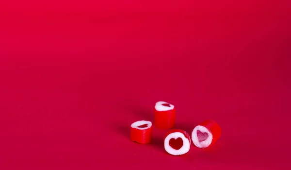 레드 심장 모양 사탕 — 스톡 사진