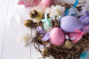 Yuvadaki renkli paskalya yumurtası