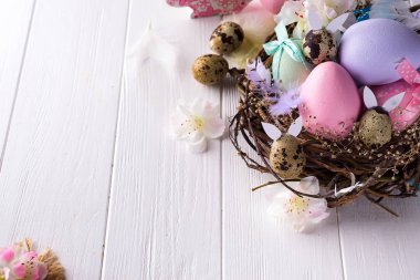 Yuvadaki renkli paskalya yumurtası