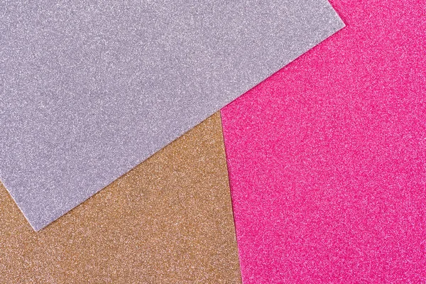 Abstracte geometrische sprankelt papieren achtergrond. Gouden roze zilver trend kleuren. — Stockfoto