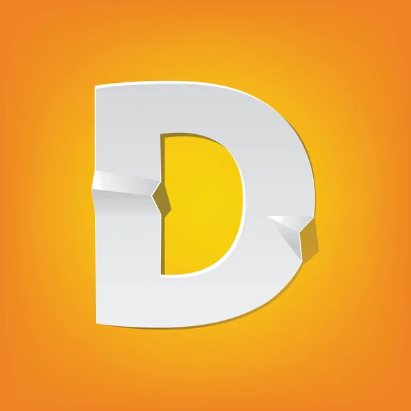 D capital letter fold english alphabet New design — Stock Vector