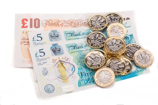 British bank notes and cpoins — Stock Photo, Image