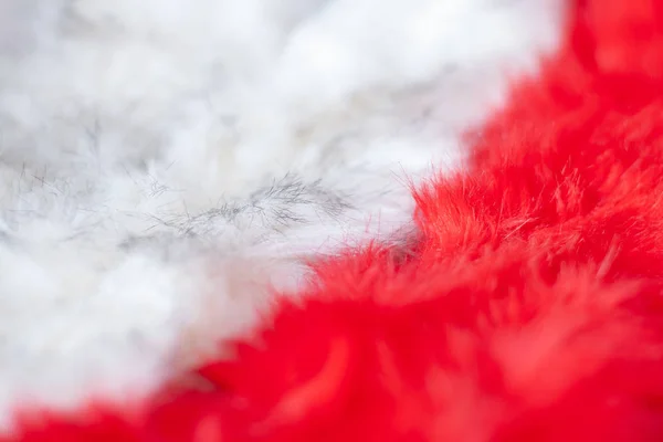 Fur Textuur Achtergrond Rood Witte Pluizige Vacht Diagonaal Met Ondiepe — Stockfoto