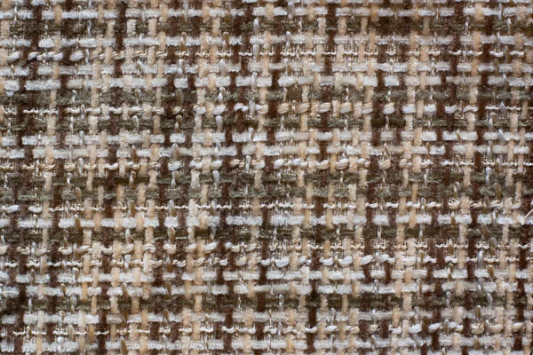 Texture Fabric Cross Weaving Fleecy Brown White Threads Copy Space — Stock Photo, Image