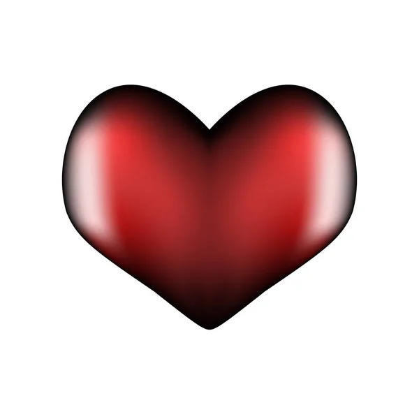 Dark red heart 3d. Symbol of love and fidelity for Valentine's Day. — Stock Vector