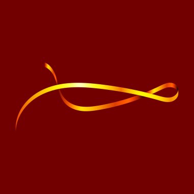 Sancakların, kartların ve sitelerin tasarımı için altın kıvrımlı kurdele.