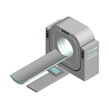 İzometrik bilgisayar tomografisi beyaz bir arkaplanda izole edildi. MR- CT taraması.