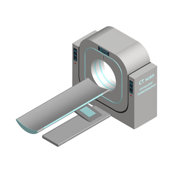 Isometric computer tomograph isolated on a white background. MRI - CT scan.