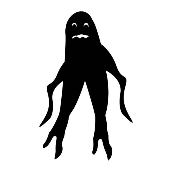 Silhouet van een spookmonster met wortels in plaats van armen en benen. — Stockvector