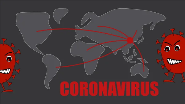 Mapa de la propagación del coronavirus mundial desde China . — Archivo Imágenes Vectoriales