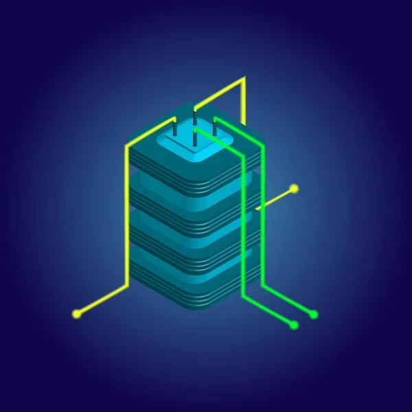 Conceito de dispositivo de distribuição de energia isométrica . — Vetor de Stock