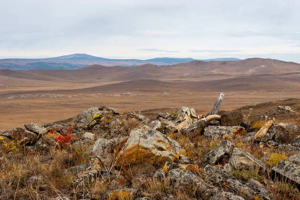 Paisaje Una Zona Montañosa Con Piedras Rocosas Primer Plano Colores —  Fotos de Stock