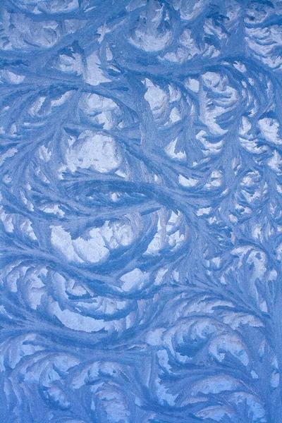 Een Prachtige Tekening Een Bevroren Raam Frosty Patroon Het Glas — Stockfoto