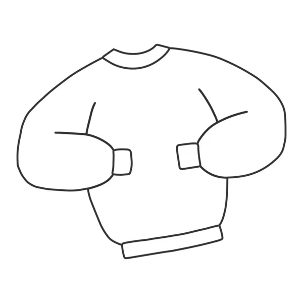 Ilustración de sudadera, dibujo vectorial de línea mínima aislado en blanco. símbolo de la moda, costura, bueno como icono o logotipo . — Archivo Imágenes Vectoriales