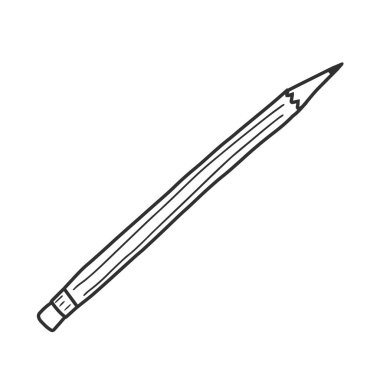 Çizim ve tasarım için kalem, vektör illüstrasyonu, beyaza izole edilmiş asgari çizgi sanatı, simge veya logo kadar iyi.