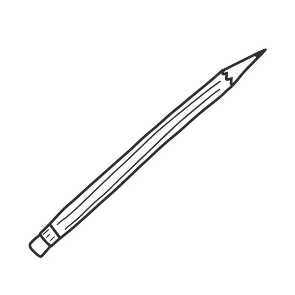 Bleistift zum Zeichnen und Gestalten, Vektorillustration, minimale Linienkunst auf Weiß isoliert, gut als Symbol oder Logo. — Stockvektor