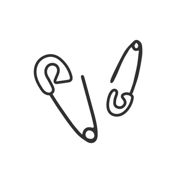 Goupilles de sécurité, illustration vectorielle, dessin minimaliste isolé sur blanc. symbole de la broderie, de la couture et de l'artisanat, aussi bien que icône ou logo . — Image vectorielle