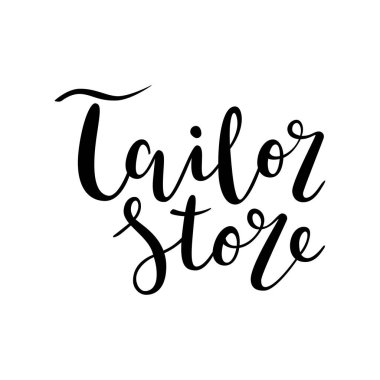 Terzi logosu, izole vektör harfleri, fırça kalem kaligrafisi, logo veya dikiş stüdyosu, atölye veya dükkan için tabela.