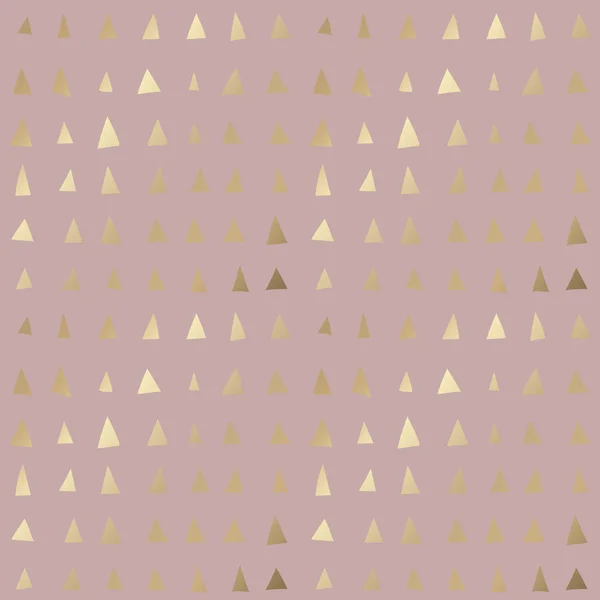 Tozlu gül arka planında küçük altın üçgen şekilli, modaya uygun, pürüzsüz bir desen. Altın folyo efektli renkli, basit bir fon. Tekstil baskısı için çağdaş soyut süs,