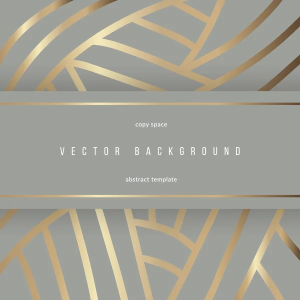 Elegant template with gold lines for banner or card, blank space for text. Trendy golden foil minimal vector background with freehand drawing. Modern luxury design for wedding invitation — 스톡 벡터