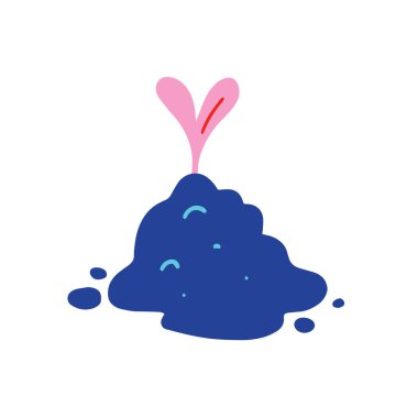 Toprak yığınından büyüyen küçük tohum, bahçecilik ve tarım sembolü, izole vektör çizimi, baskı, logo kadar iyi, toprakta yetişen küçük bitki filizi, düz basit çizgi film.