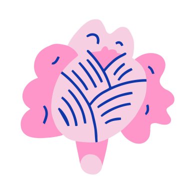 Lahana sebzesi, şirin yeşil sebze çizimi, modaya uygun düz çizgi film tarzında izole edilmiş lahana kafası, çiğ vejetaryen yemeği, tarım hasadı, taze organik lahana yaprakları.