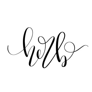Herb, elegant brushpen lettering for gardening lovers. Isolated vector lettering, bouncing calligraphy writing with flourishes, black ink handwriting
