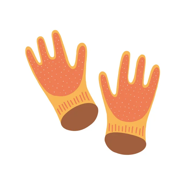 保護手袋、園芸や家庭の仕事のための黄色のゴム手袋のペア。フラット手描きベクトルイラスト、孤立したアイコン、かわいい漫画スタイル。労働者用手袋 — ストックベクタ