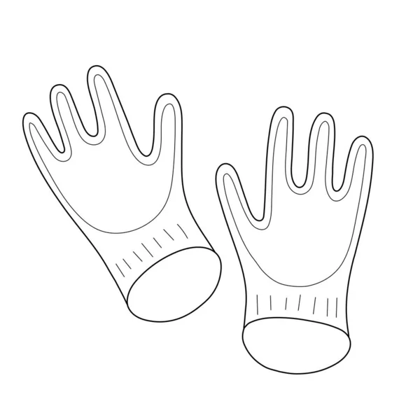 Tuinhandschoenen, beschermende rubberen handschoenen voor tuinwerk en huishoudelijk werk, geïsoleerd vectorsymbool, leuke tekenfilm doodle illustratie — Stockvector