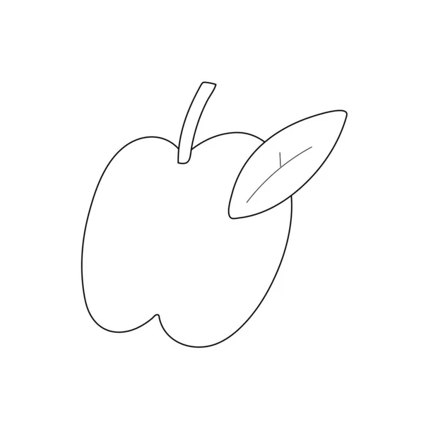 Apple doodle ilustracji, izolowany wektor rysunek cute jabłko z liściem, dobre jak logo — Wektor stockowy