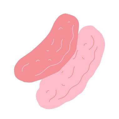 Beyaz arka planda izole edilmiş taze çizgi film lezzetli domuz eti.,