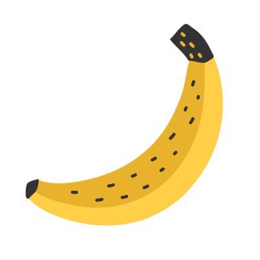 Muz simgesi, şirin çizgi film izole edilmiş illüstrasyon, vektör çizimi, modern minimal düz tasarım tarzı, vektör