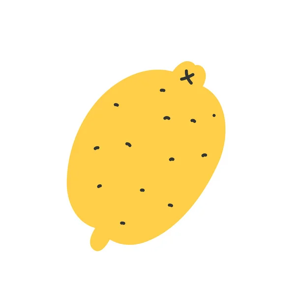 Hela citron med ikon isolerad på vitt. Söt handritad tecknad vektor illustration. — Stock vektor