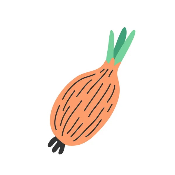 Cute cartopon onion vegetable. Vector modern flat style hand drawn doodle illustration. Isolated on white — Stockvektor