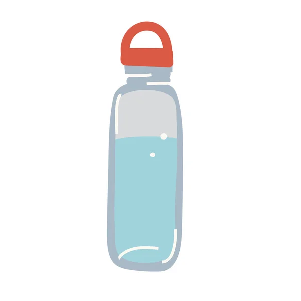 Botella reutilizable de plástico para agua, recipiente de bebida para fitness o viajar, icono vectorial dibujado a mano, ilustración aislada, estilo de vida de cero residuos — Archivo Imágenes Vectoriales