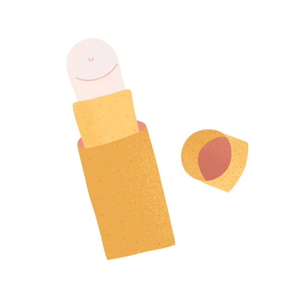 Lippenbalsem in stok in natuurlijke verpakking, huidverzorging moisturizer, natuurcosmetica, geïsoleerde hand getrokken vector illustratie — Stockvector