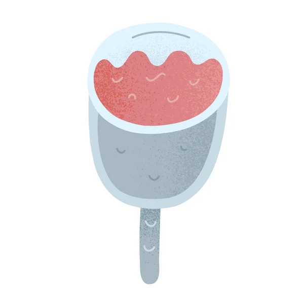 Copa menstrual en uso, icono vectorial aislado, producto de higiene del período femenino. Taza reutilizable de silicona de plástico. Ilustración vectorial aislada sobre fondo blanco . — Archivo Imágenes Vectoriales