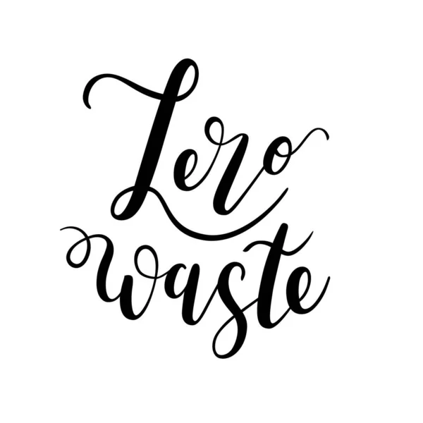Logo lettering zero rifiuti, logo vettoriale scritto a mano isolato su sfondo bianco, concetto di vita sostenibile ed ecologica, poster tipografico o carta, stile di vita zero rifiuti — Vettoriale Stock