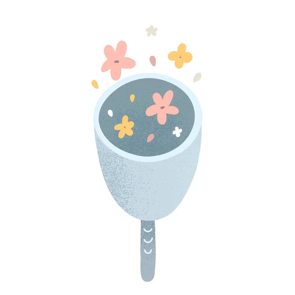 16-artboards-Menstrual Cup ilustracja ozdobiona kwiatami, miesiączki wielokrotnego użytku dostaw dla kobiet okres, izolowany wektor ręcznie rysowane ikona, — Wektor stockowy