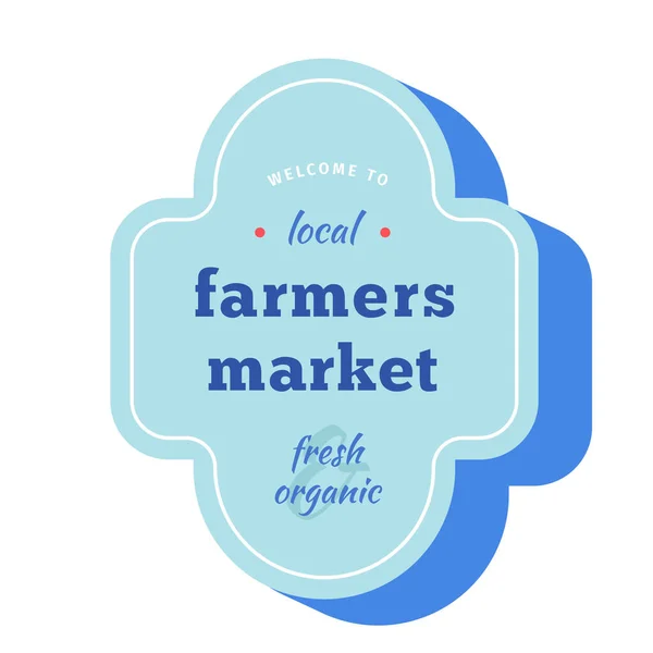 Famers címke növényi élelmiszerek vásár vagy termelői piac, absztrakt kereszt alakú bélyegző, kisvállalkozói piac logó, üdvözöljük a mezőgazdasági élelmiszer vásár, elszigetelt vektor szimbólum — Stock Vector