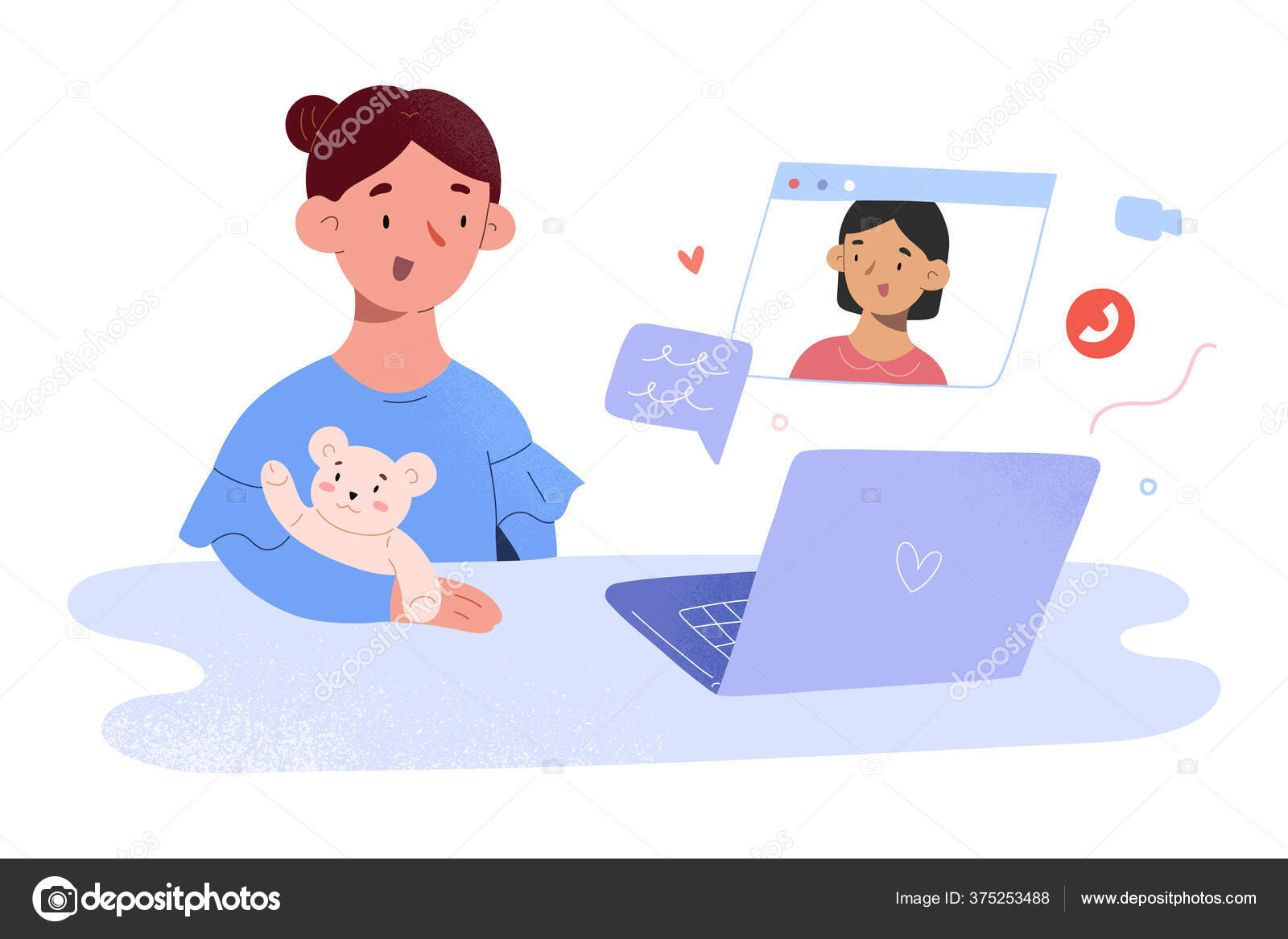 Children video call, small girls communicating via video chat during isolation and quarantine, video conference for kids, cute baby cartoon characters, friends talking online, vector illustration Stock Vector Image by ©mnbx-graphics #375253488 Children video call, small girls communicating via video chat during isolation and quarantine, video conference for kids, cute baby cartoon characters, friends talking online, vector illustration Stock Vector Image by ©mnbx-graphics #375253488